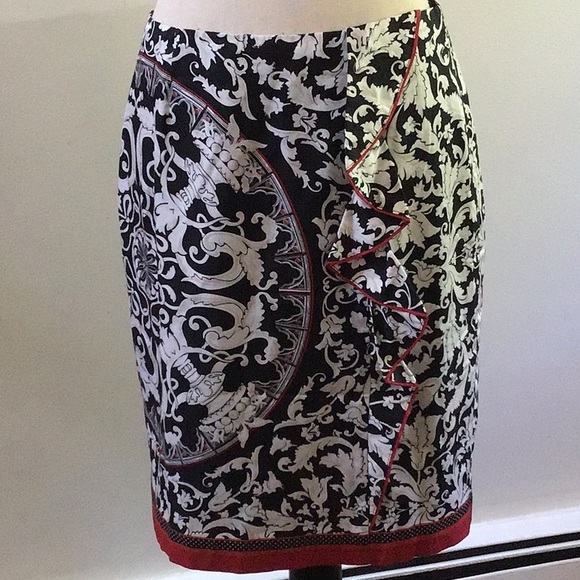 WHBM Damask Silk Blend Pencil Skirt, EUC - Picture 2 of 7
